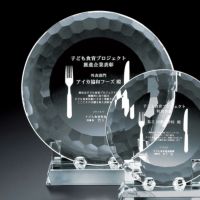 レーザークリスタル皿型表彰楯　シャーレ丸形 VSH-VOS-309-A （200mm径) 