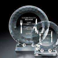 レーザークリスタル皿型表彰楯　シャーレ丸形 VSH-VOS-309-B （180mm径) 