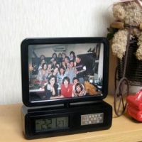 ダブルフォトフレームクロック・ブラック　L版横対応