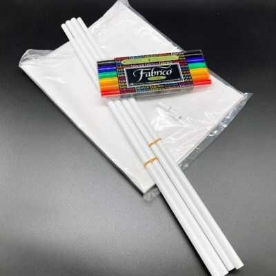 ペン＋寄せ書き用無地旗(大)セット (旗サイズH100cm×W150cm