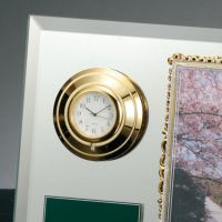  時計付きフォトフレームミラー板表彰楯 L版タテ対応 【WEA-BM-8364】