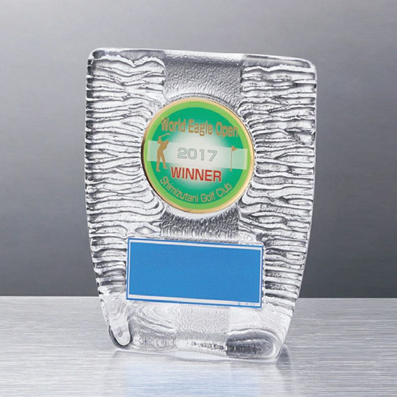 オリジナルUV印刷レリーフガラス楯 WEA-SH-7717-D(高さ155ｘ幅120mm）